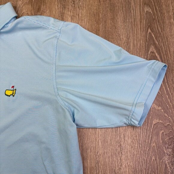 F&G Tech Mens Blue White Striped Masters Performance Golf Polo Shirt Size Large - Picture 6 of 13